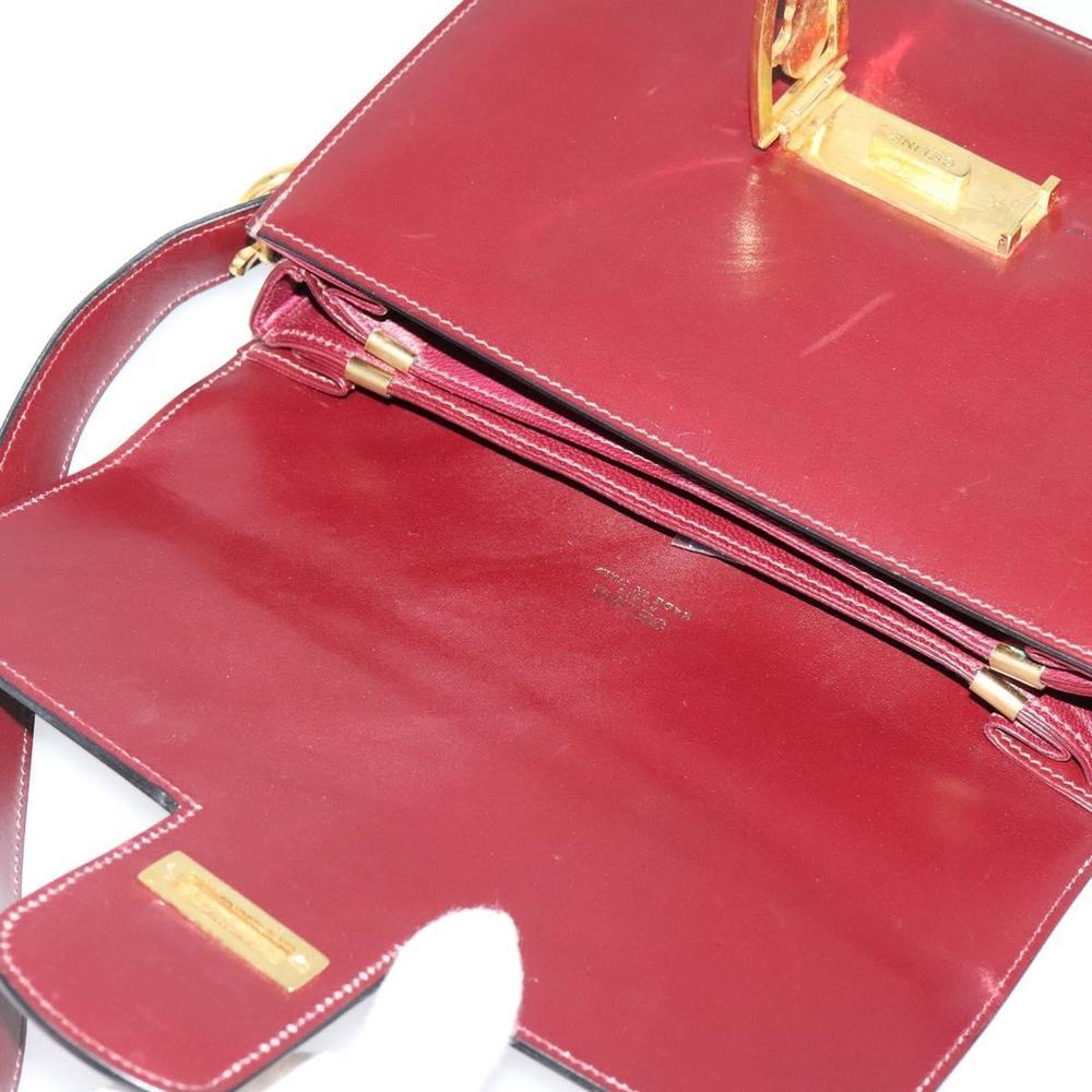 CELINE Horse Carriage Shoulder Bag Leather Bordeaux Gold Auth yk18928 - Picture 10 of 16